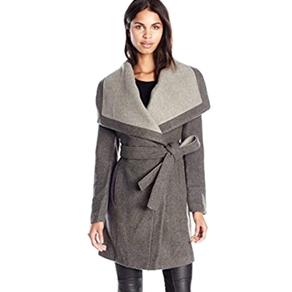 BCBGeneration Wool Blend wrap coat in grey!